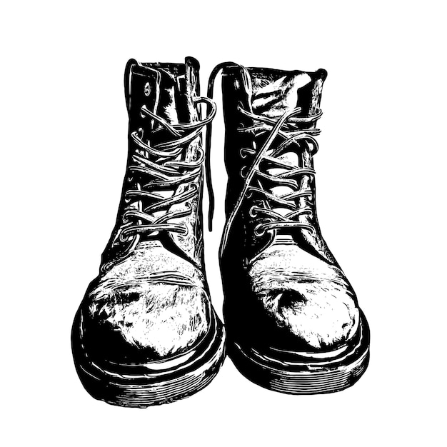 Hand drawn military boots Premium Vector