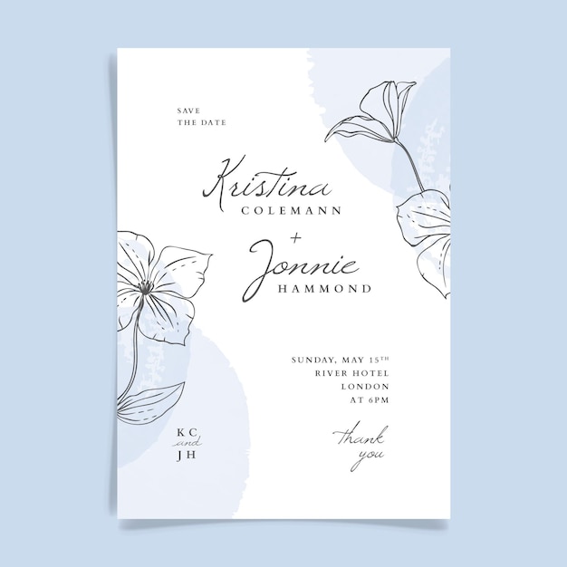 Free Vector Hand drawn minimalist wedding invitation