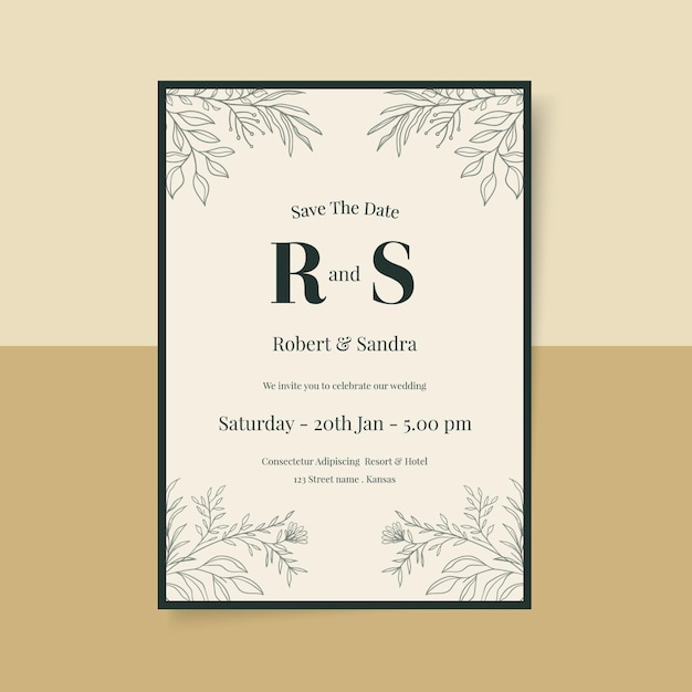 Free Vector Hand drawn minimalist wedding invitation