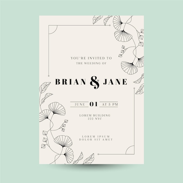 Free Vector Hand drawn minimalist wedding invitation