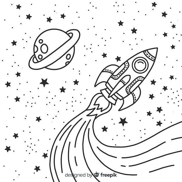 Premium Vector | Hand drawn modern space rocket