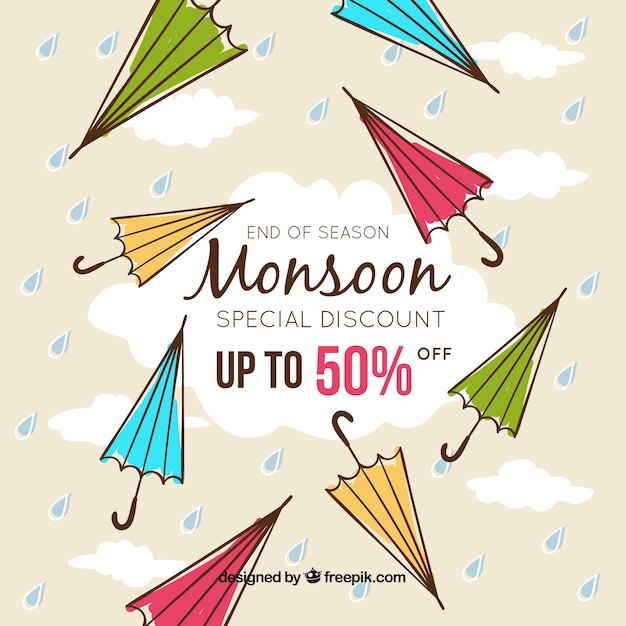 Hand drawn monsoon season sale
composition