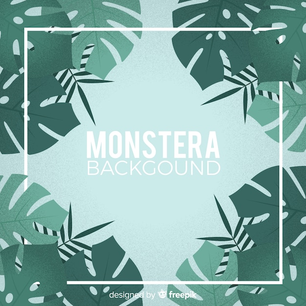 Free Vector Hand Drawn Monstera Leaves Frame Background 