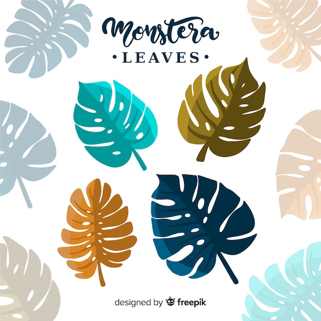 Free Vector | Hand drawn monstera leaves pack