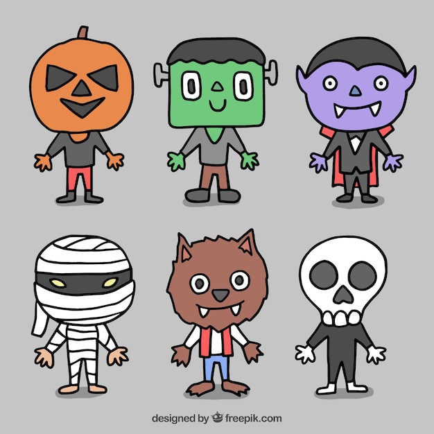 Free Vector Handdrawn monsters for halloween