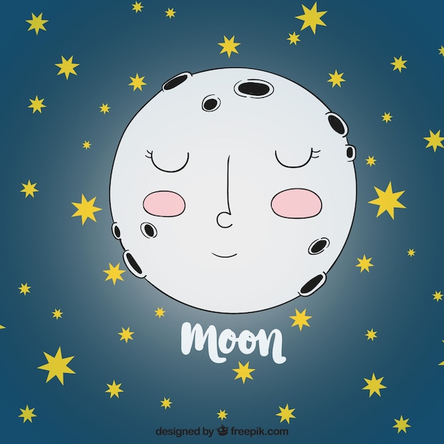 Hand drawn moon background and stars | Free Vector