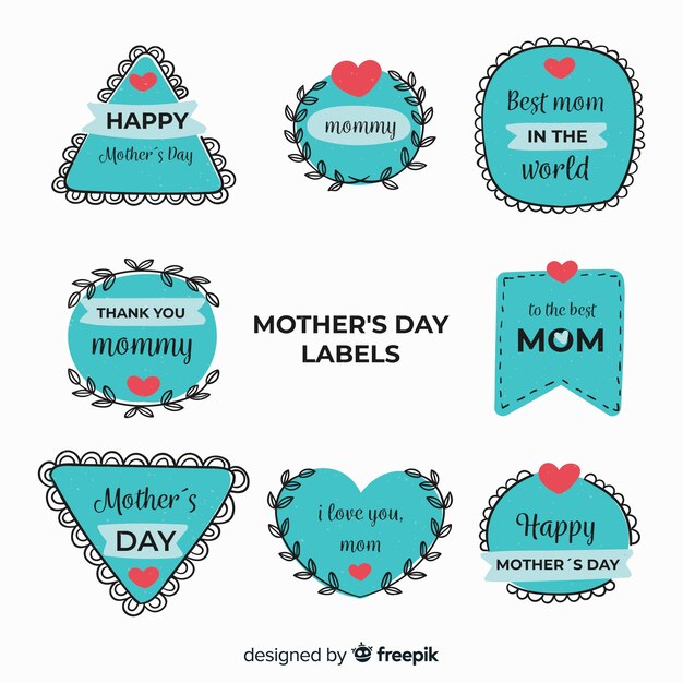 free-vector-hand-drawn-mother-s-day-label-collection