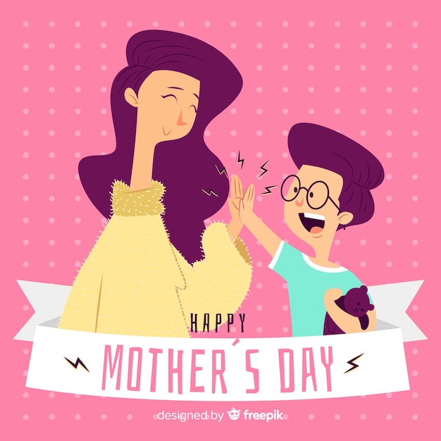 Download Hand drawn mother and son mother's day background | Free ...
