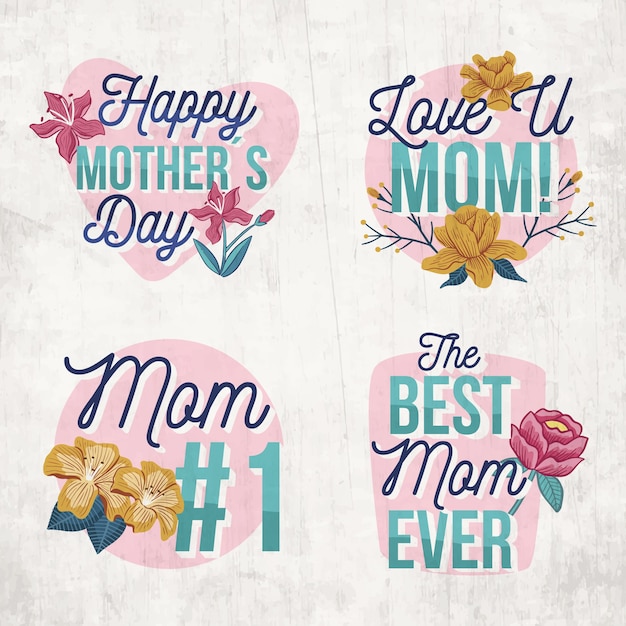 Free Vector | Hand drawn mothers day badge collection