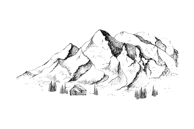 Premium Vector | Hand drawn mountain landscape.