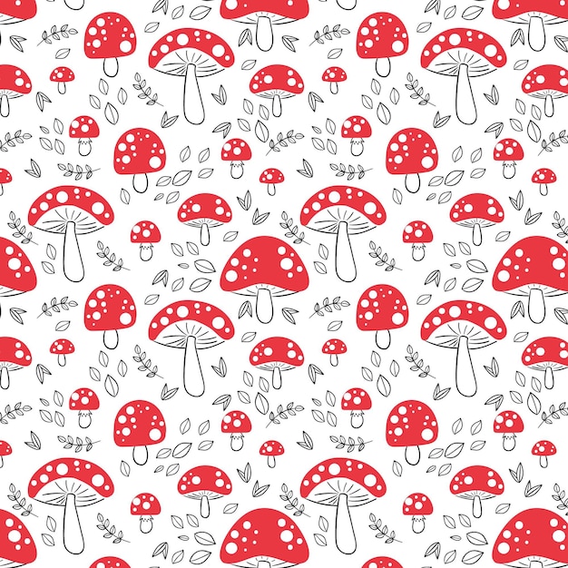 Free Vector | Hand drawn mushroom pattern