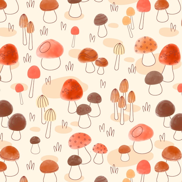 Free Vector | Hand drawn mushroom pattern