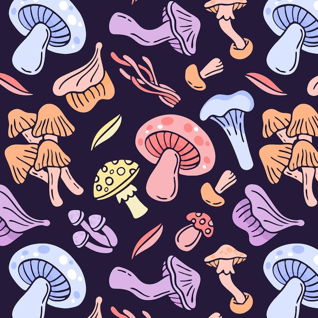 Free Vector | Hand drawn mushroom pattern