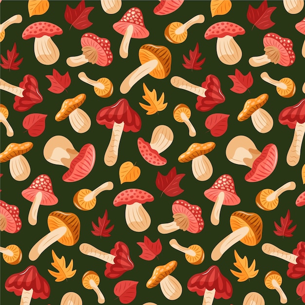 Free Vector Hand Drawn Mushroom Pattern