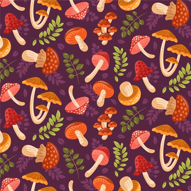 Free Vector | Hand drawn mushroom pattern