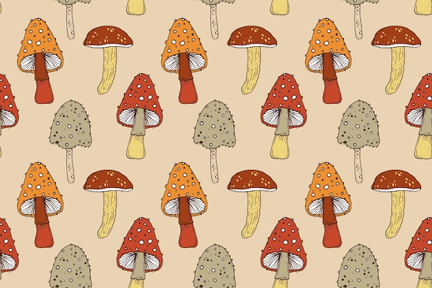 Premium Vector | Hand drawn mushroom pattern