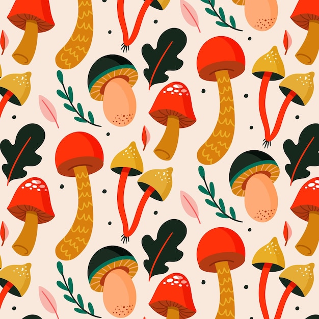 Free Vector | Hand drawn mushroom pattern