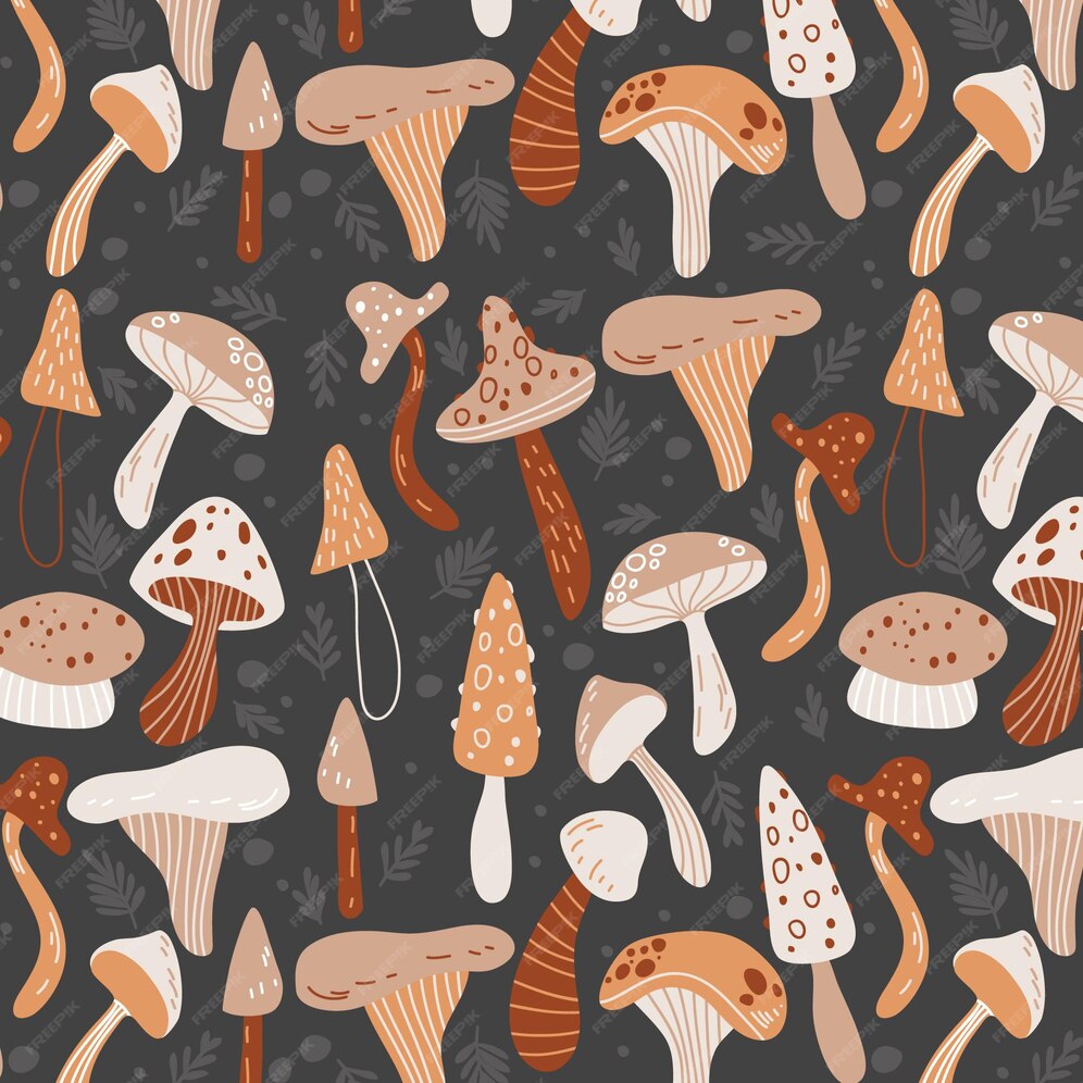 Free Vector | Hand drawn mushroom pattern