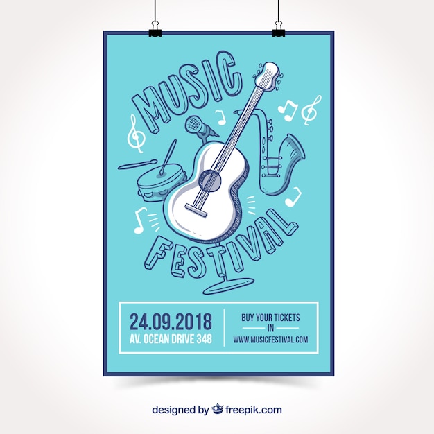 Free Vector | Hand drawn music poster concept