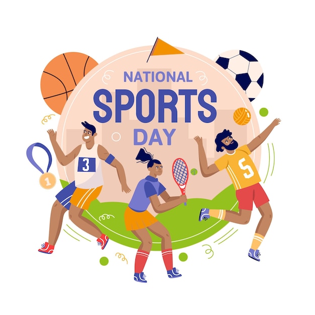 Free Vector | Hand drawn national sports day illustration