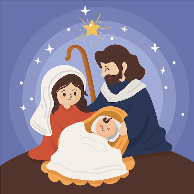 Free Vector | Hand drawn nativity scene illustration