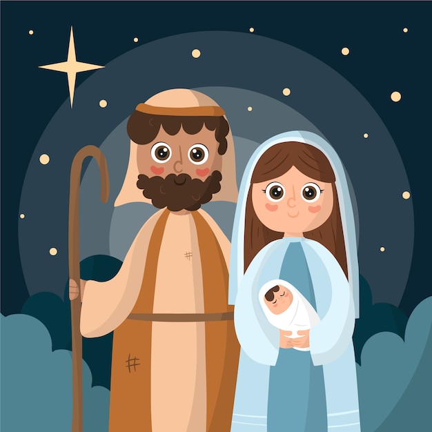 Free Vector | Hand drawn nativity scene illustration