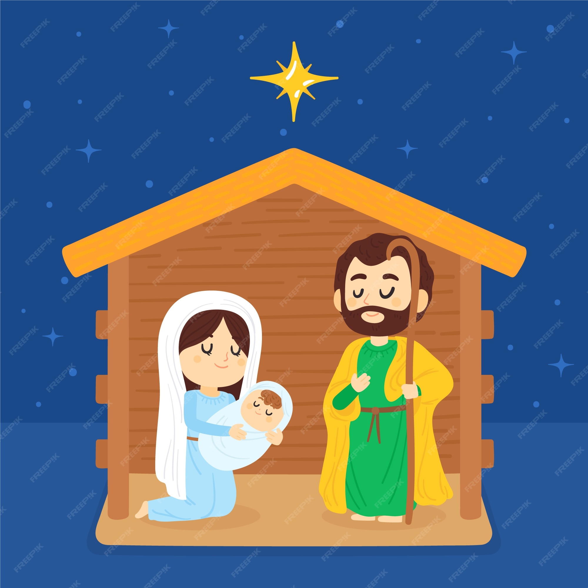 Free Vector | Hand drawn nativity scene illustration