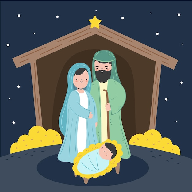 Free Vector | Hand drawn nativity scene