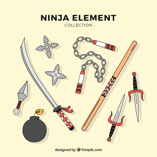 Free Vector | Hand drawn ninja element collection