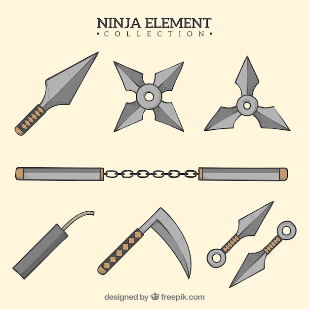 Free Vector | Hand drawn ninja warrior element collection