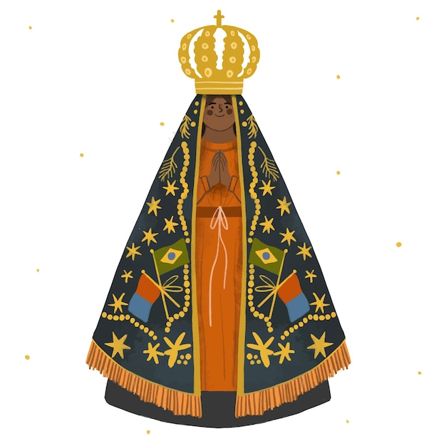 Free Vector | Hand Drawn Nossa Senhora Aparecida Illustration