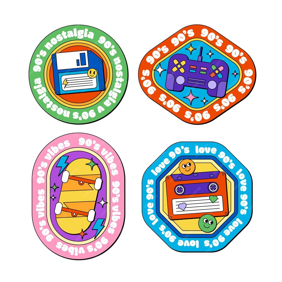 Free Vector | Hand drawn nostalgic 90's badges