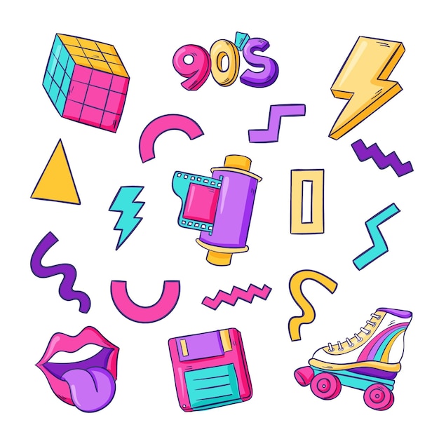 Free Vector | Hand drawn nostalgic 90's elements collection