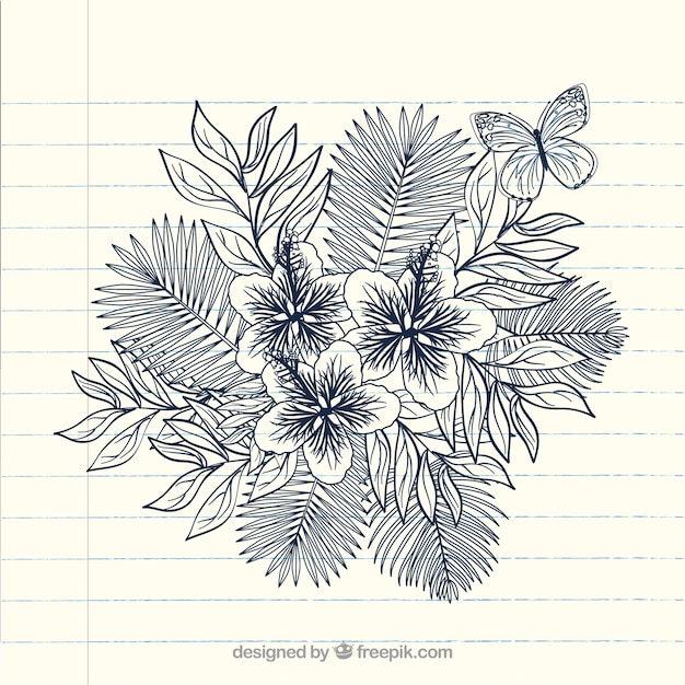 Hand drawn notebook doodle flower vector\
illustration