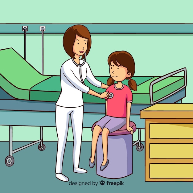 Free Vector Hand Drawn Nurse Helping Patient