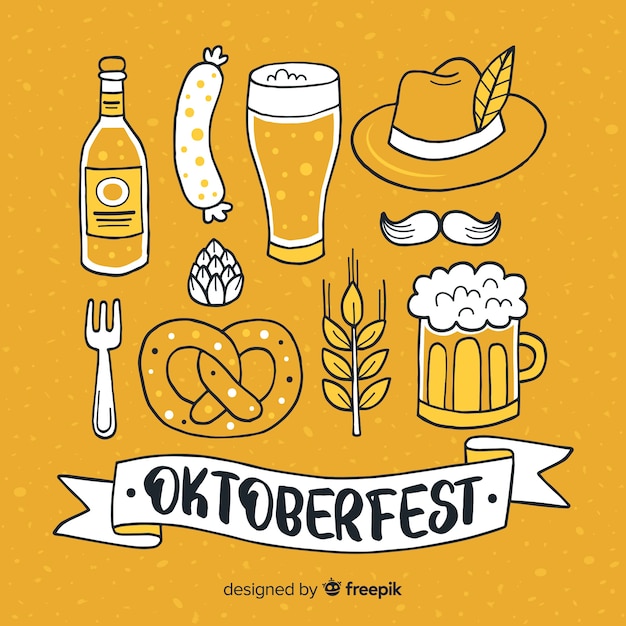 Free Vector Hand drawn oktoberfest elements collection