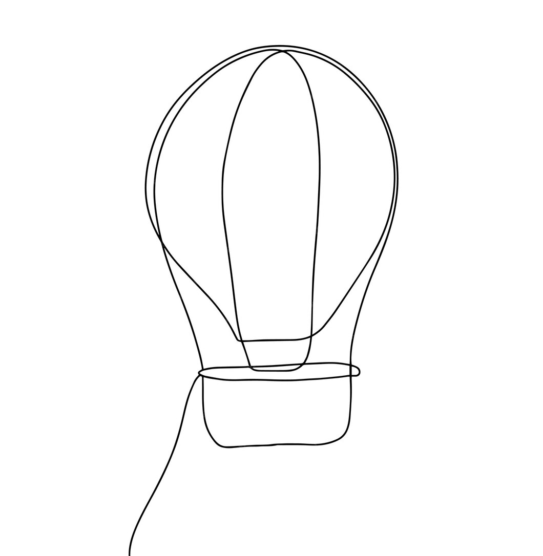 Premium Vector | Hand drawn one line art illustration air balloon