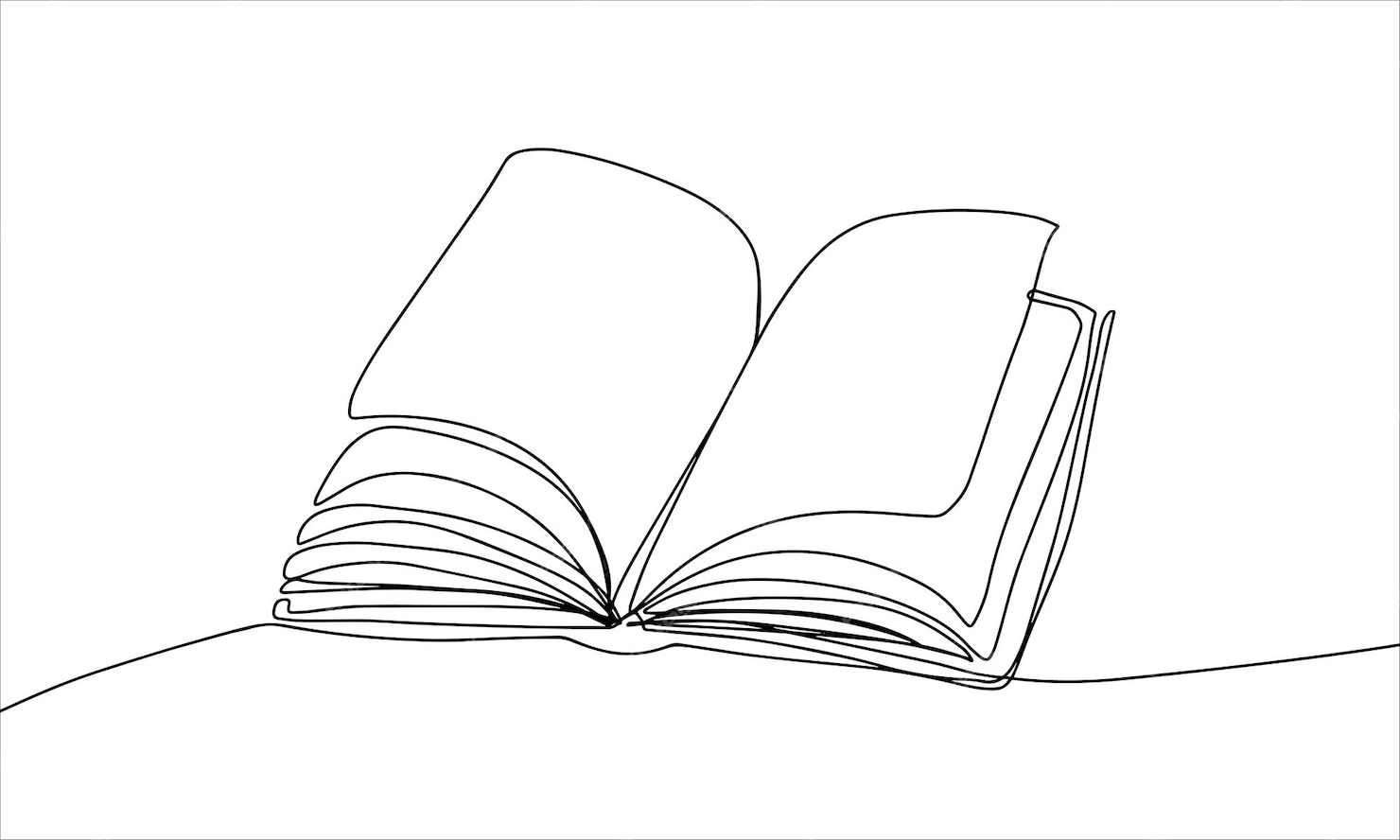 The Book Is Drawn With One Line Modern Outline Doodles Of An Open Book