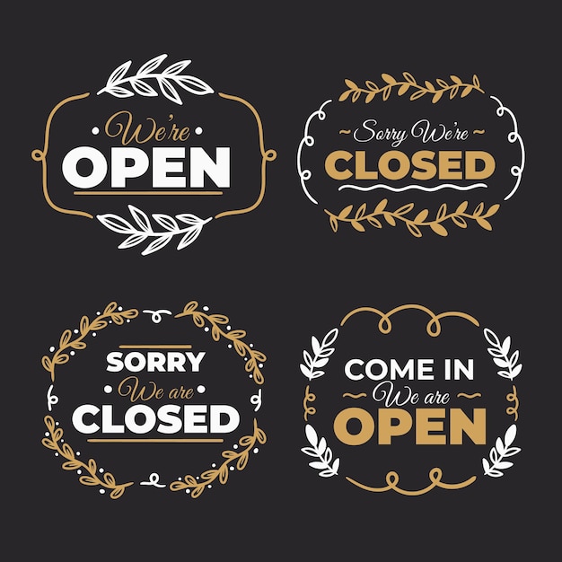 Premium Vector | Hand-drawn open and closed sign collection