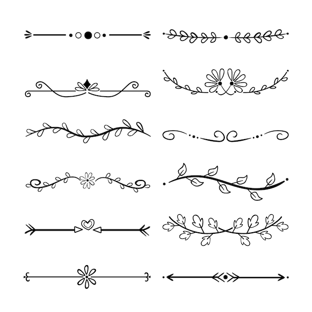 Free Vector | Hand drawn ornamental divider set