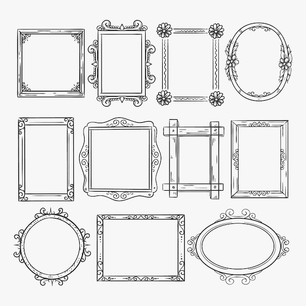 Free Vector | Hand drawn ornamental frame collection