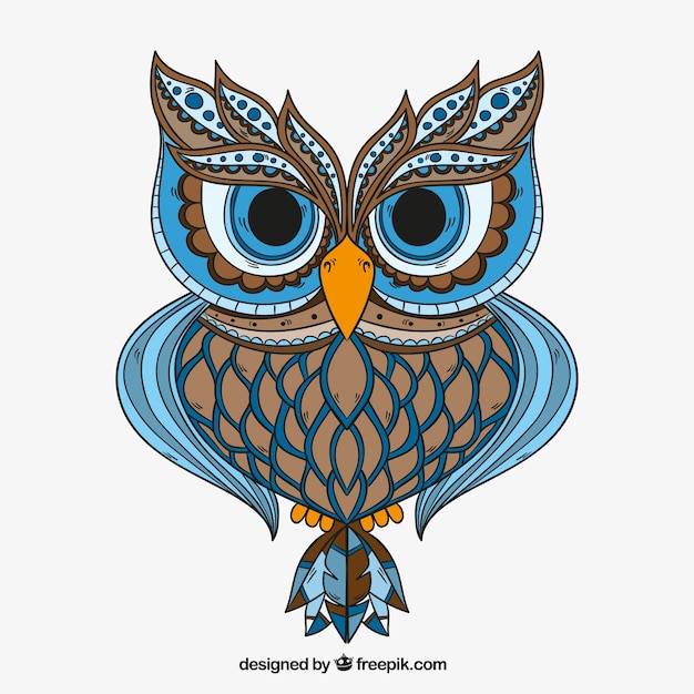 Hand Drawn Ornamental Owl Free Vector