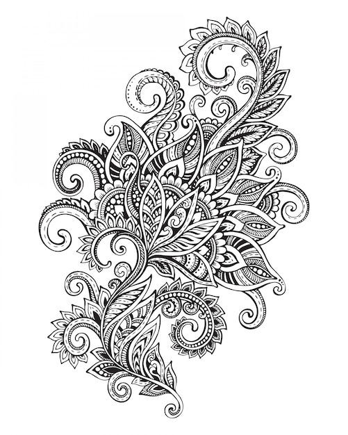 Premium Vector | Hand drawn ornate flower pattern in zentangle style.