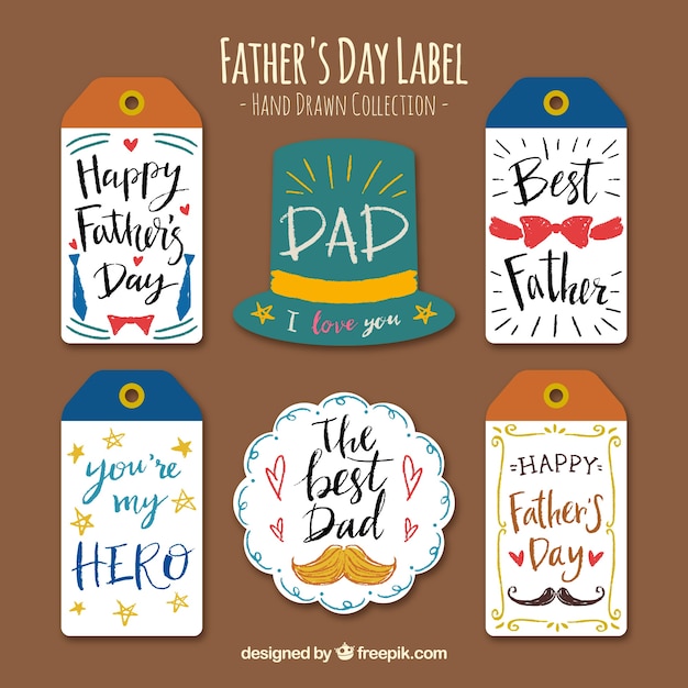 Hand-drawn pack of father\'s day labels