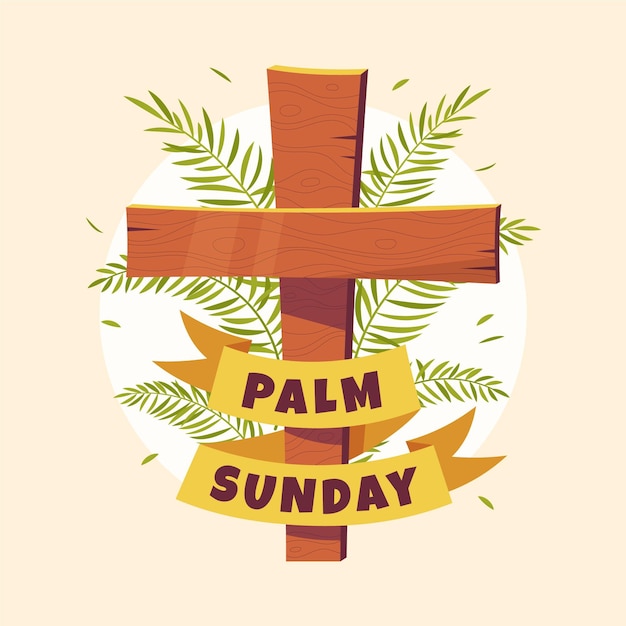 Free Vector Handdrawn palm sunday illustration with cross