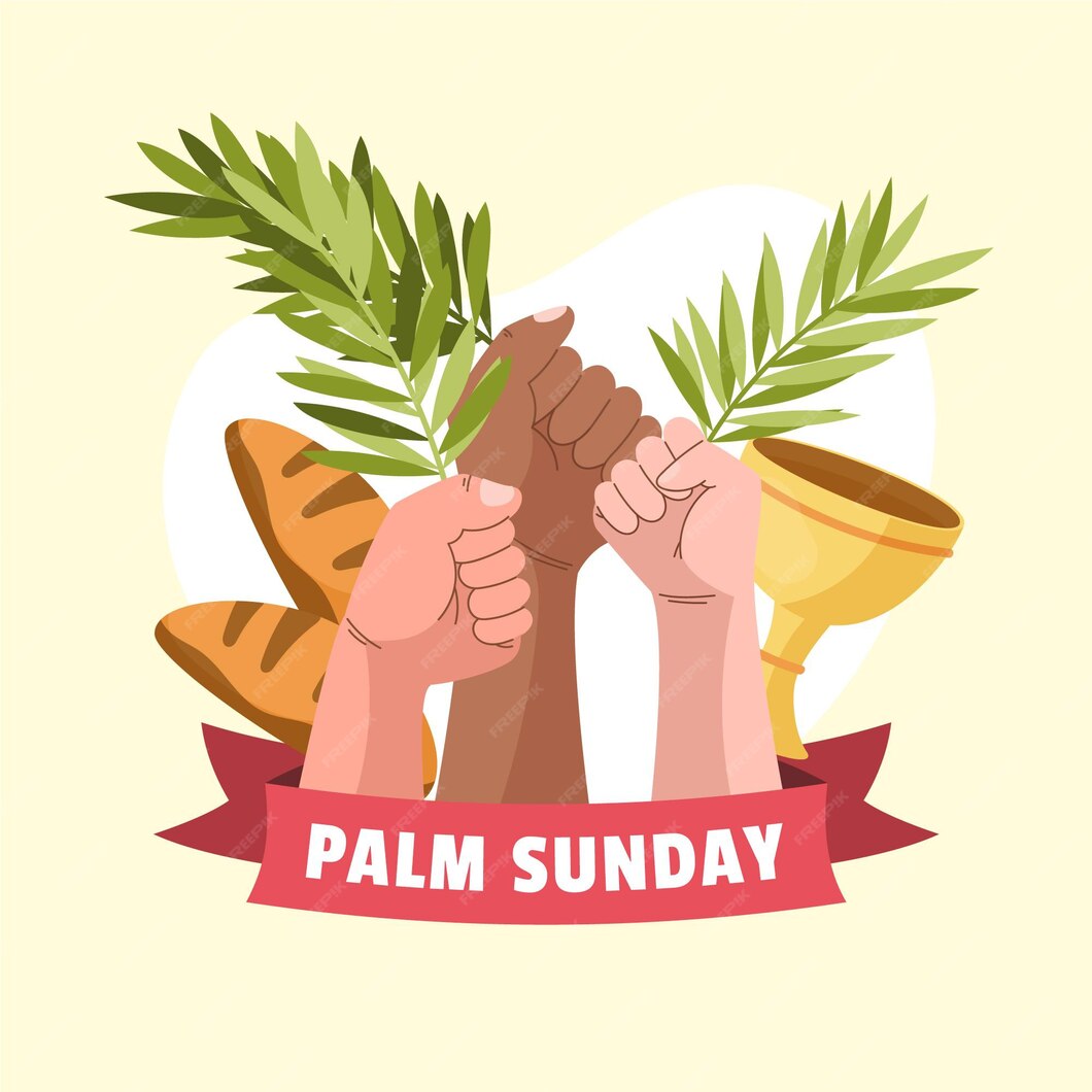 Free Vector Handdrawn palm sunday illustration with hand holding laurels