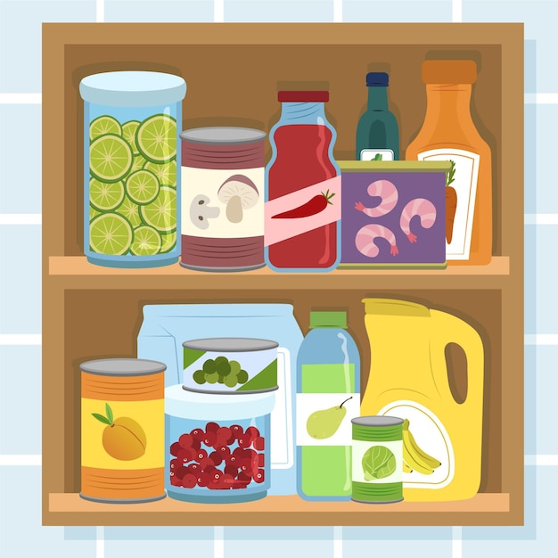 Free Vector | Hand drawn pantry in a cupboard