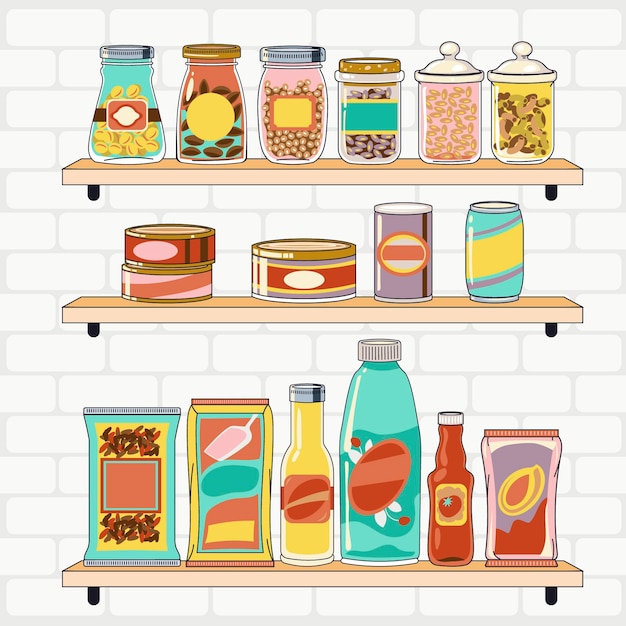 Free Vector | Hand drawn pantry with different foods