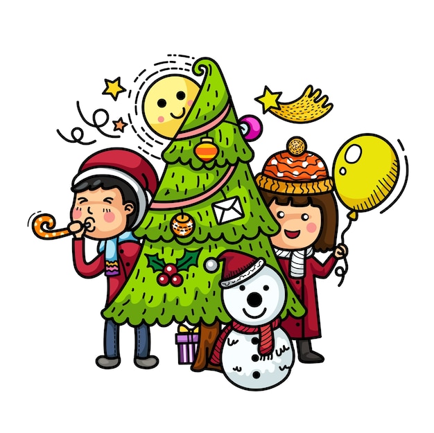 Premium Vector Hand drawn party merry christmas