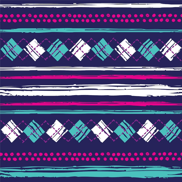 Hand drawn pattern with diamonds and stripes Premium Vector